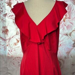 Love Squared Red Ruffled V-Neck Sundress